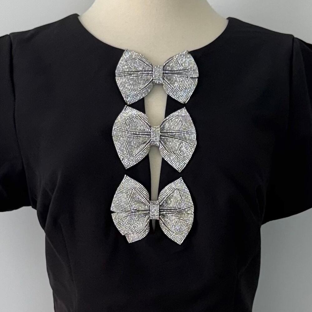 Sam Edelman Cady Rhinestone Bow Mini Dress in Black | Size 14 NWT - Picture 3 of 11